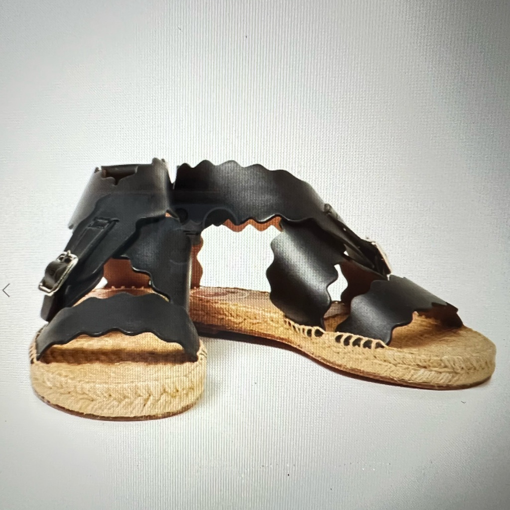 Chlo Lauren Scalloped Leather Espadrille Sandals